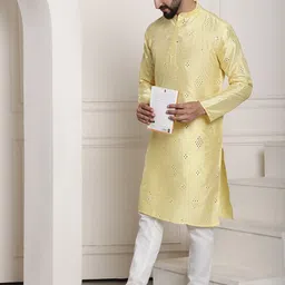 SOJANYA Embroidered Regular Mirror Work Kurta With Churidar-57