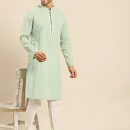 Amodh by Kisah Men Green Printed Kurta with Churidar-image-54