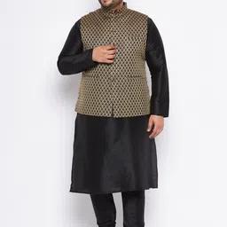 VASTRAMAY Plus Size Mandarin Collar Kurta and  Dhoti Pants With Nehru Jacket-picture-11