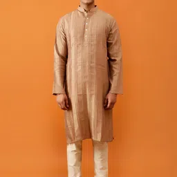 Streaks & Crosses Striped Regular Straight Kurta with Churidar-image-72