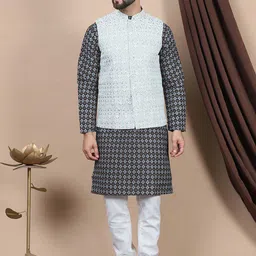 Anouk Black Floral Printed Straight Kurta with Churidar-picture-53