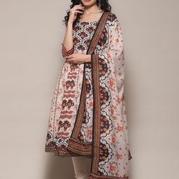 Biba Floral Printed Kurta With Churidar & With Dupatta-image-29