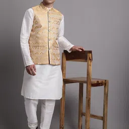 Jompers Kurta & Churidar With Woven Design Nehru Jacket-picture-54