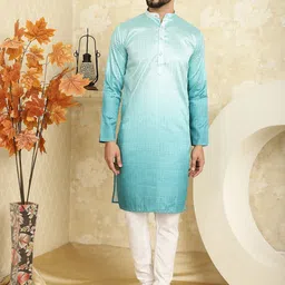 SOJANYA Ombre Dyed Band Collar Straight Kurta with Churidar-24
