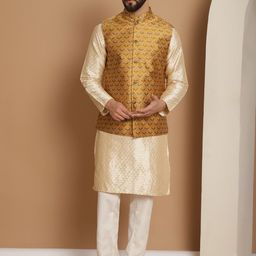 Anouk Ethnic Motifs Embroidered Regular Kurta with Churidar & Nehru Jacket-picture-13
