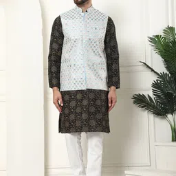 SOJANYA Men Ethnic Motifs Printed Regular Kurta with Churidar-picture-16