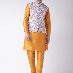 Hangup Men Mandarin Collar Kurta with Churidar & Nehru Jacket-picture-15