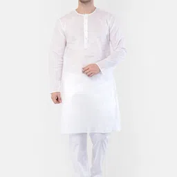 VASTRAMAY Men White Pure Cotton Kurta with Churidar-image-99