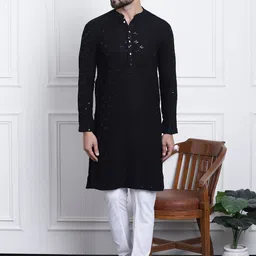 SOJANYA Geometric Embroidered Regular Pure Cotton Kurta with Churidar-image-38