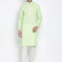 ROYAL KURTA Mandarin Collar Pure Cotton Kurta With Churidar-picture-43