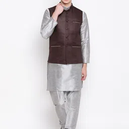 MAG Regular Dupion Silk Kurta & Churidar With Waistcoat-28