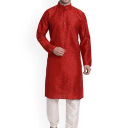 Enciger Abstract Printed Dupion Silk Kurta with Churidar-picture-52