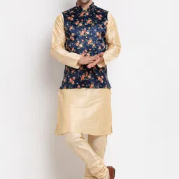 KRAFT INDIA Men Kurta with Churidar & Printed Nehru Jacket-picture-50