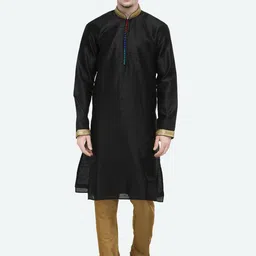 RG DESIGNERS Men Black Regular Kurta with Churidar-40