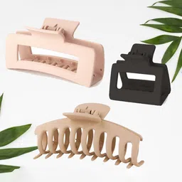 Krelin Women Set Of 3 Anti-Rust Durable Plastic Claw Clips-image-75