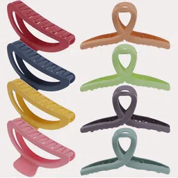 FIMBUL Women Set Of 8 Half Moon Claw & Butterfly Claw Matte Hair Clips-16