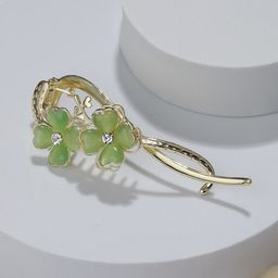 Jazz and Sizzle Women Gold-Toned & Green Embellished Claw Clip-13