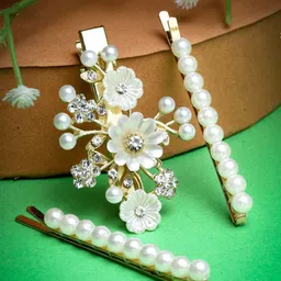 VOGUE HAIR ACCESSORIES Women Set of 3 Beaded Claw Clip-53