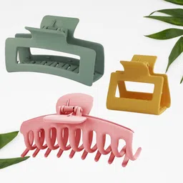 FIMBUL Women Set Of 3 Plastic Claw Clips-33