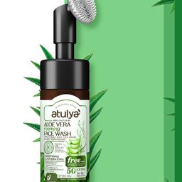 Atulya Aloe Vera Foaming Face Wash with In-Built Soft Face Brush 150 ml-32