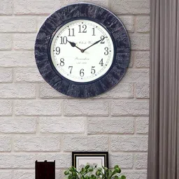 Aapno Rajasthan Blue & White Textured Round Contemporary Wall Clock 29cm-image-77