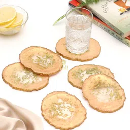 DULI Set Of 4 Cream Resin Textured Coasters-24