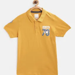 UTH by Roadster Boys Mustard Yellow Typography Applique Polo Collar Applique T-shirt-image-26