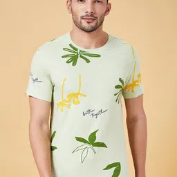 Urban Ranger by pantaloons Floral Printed Slim Fit Cotton T-shirt-image-2