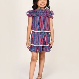 LIL DRAMA Girls Printed Off-Shoulder Top with Shorts-image-32