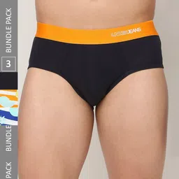 UnderJeans by Spykar Men Pack Of 3 Assorted Low-Rise Basic Briefs UJNPBP047ORGBLUENAVY-picture-25