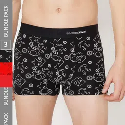 UnderJeans by Spykar Men Pack Of 3 Printed Trunks UJNPTP050REDBLACKRED-image-9