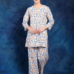 Exotic India Floral Printed Pure Cotton Night Suits-image-90