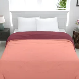 GYT Maroon & Peach-Coloured Microfiber Mild Winter Single Bed Comforter-9