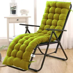 CURIOUS LIFESTYLE Green Self Design Cotton Microfibre Super Comfy Quilted Rocking Chair Cushion Back Seat Pad-16