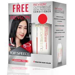 Revlon Top Speed Hair Color - Natural Black 70 with Outrageous Conditioner-14
