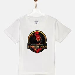 YK Marvel Boys White & Red Spider-Man Printed Pure Cotton T-shirt-picture-23
