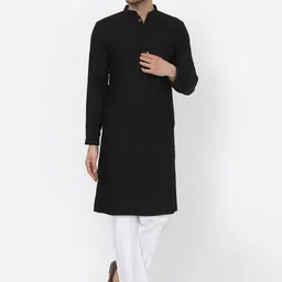 MOHANLAL SONS Embroidered Mandarin Collar Regular Pure Cotton Kurta With Pyjamas-image-91
