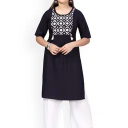 BAESD Girls Floral Yoke Design Pure Cotton Pleated Straight Kurta with Palazzo-image-21
