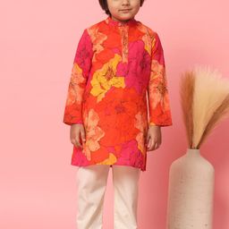 Readiprint Fashions Boys Floral Printed Pure Cotton Straight Kurta With Pyjamas-picture-46
