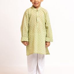 My Little Lambs Boys Ethnic Motifs Printed Mandarin Collar Pure Cotton Kurta With Pyjamas-54