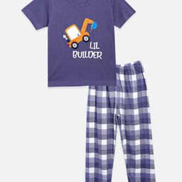 Nite Flite Boys Charcoal Grey & Mustard Yellow Graphic Printed Cotton Pyjama Set-image-54