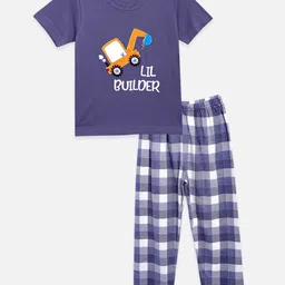 Nite Flite Boys Charcoal Grey & Mustard Yellow Graphic Printed Cotton Pyjama Set-picture-18