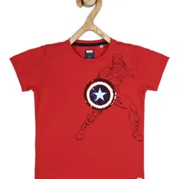 Allen Solly Junior Boys Red & Blue Captain America Printed Pure Cotton T-shirt-image-83