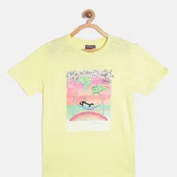 Gini and Jony Boys Yellow  Pink Pure Cotton Tropical Print Pure Cotton T-shirt-image-29