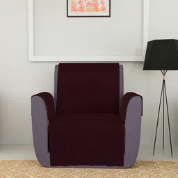Kuber Industries Brown Self Design 1-Seater Sofa Cover-14