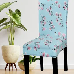 HOUSE OF QUIRK Set Of 6 Blue Floral Printed Chair Covers-image-95