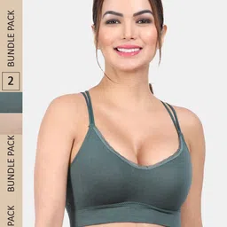 Amour Secret Pack Of 2 Lightly Padded Styled Back Anti Odour Full Coverage Sports Bra-picture-22