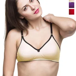 Docare Pack Of 3 Full Coverage Non Padded Non-Wired Seamless T Shirt Bra-All Day Comfort-18