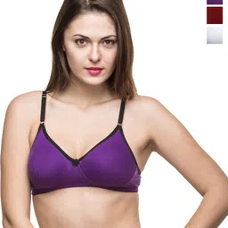 Docare Pack of 3 Full Coverage Non Padded Cotton T-shirt Bra-All Day Comfort-image-78