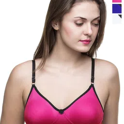 Docare Pack of 3 Full Coverage Non Padded Cotton T-shirt Bra-All Day Comfort-image-79